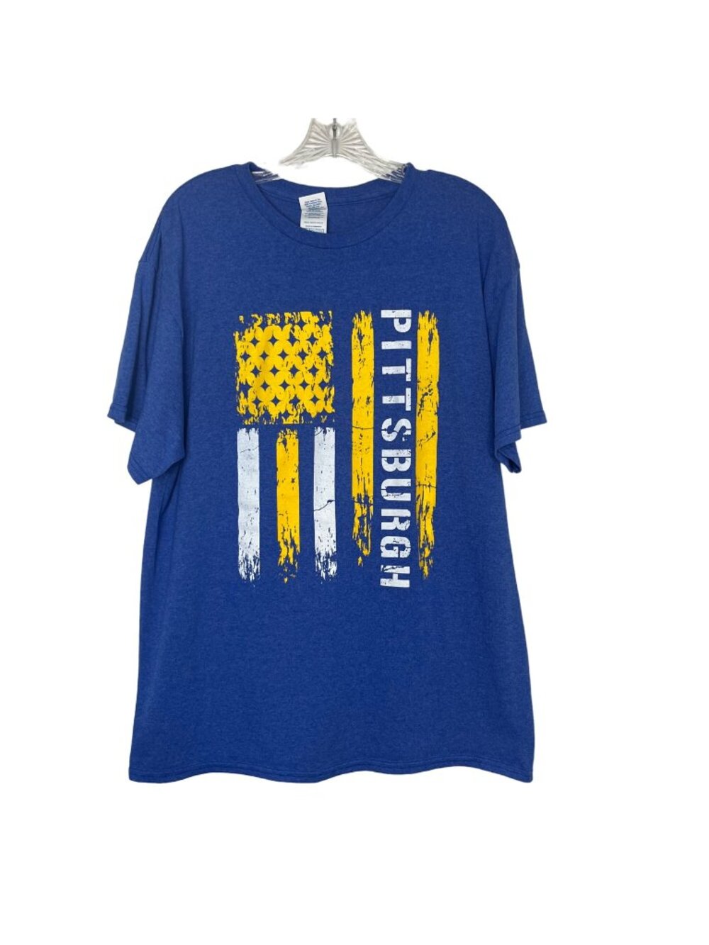 Pittsburgh‎ Flag Graphic Tshirt Mens Large Blue Yellow Delta Pro Casual